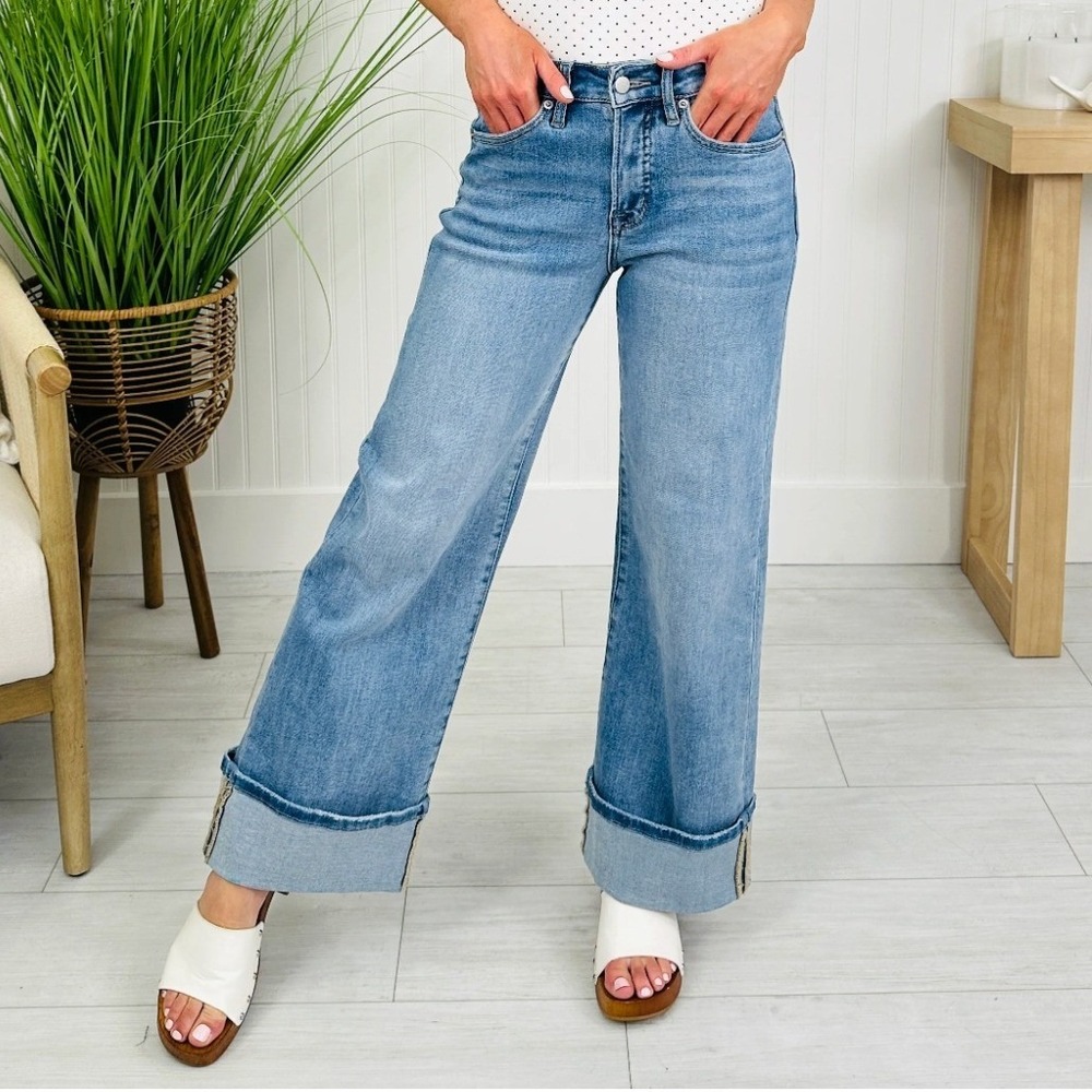 Judy Blue Wide Leg Denim Jeans in Blue Size 31